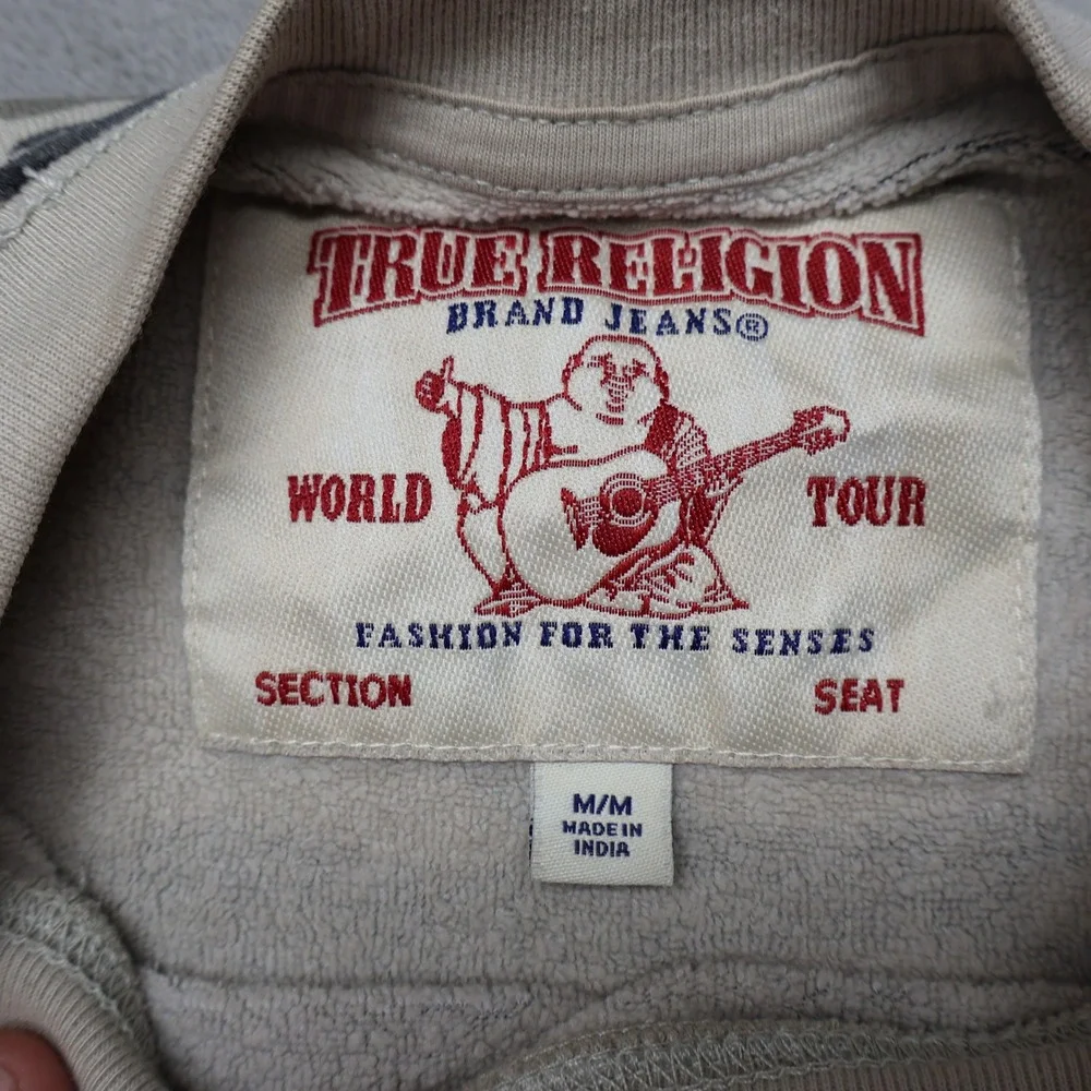 True Religion Sweatshirt Mens Medium White Camo‎ Graphic Crewneck Pullover READ